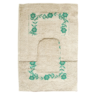Комплект килимче МАРИНА 40х60+40х40 см, 100% памук, с антислип гръб, зелени орнаменти