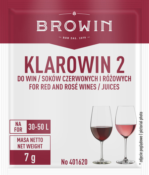 Пречистващо вещество Klarowin 2 за червено вино, 7 грама
