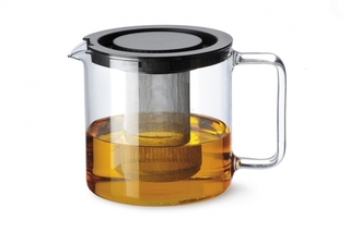 Огнеупорна стъклена кана за чай с цедка, 1,3л
