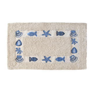 Постелка за баня Duratex, Марина, 100% памук с антислип гръб, синя, 50х80 см