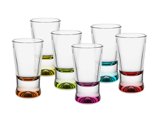 Чаши за шотове цветно дъно 25 мл - 6 броя